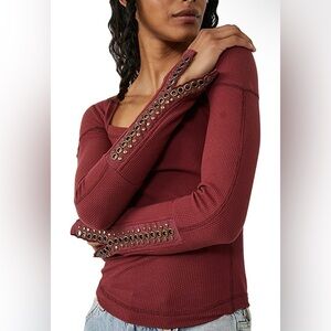 Free People A Little Untruly Too in Jasper Red Small EUC